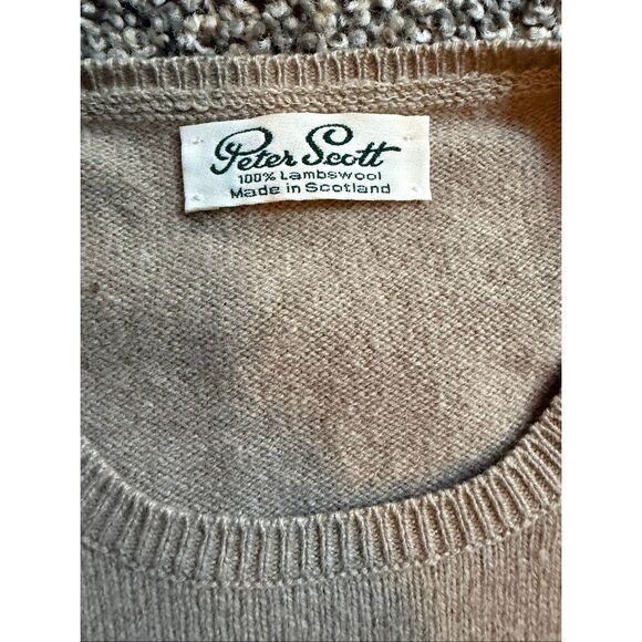 Peter Scott Tan 90s Wool Sweater Medium Dad Grandpa Pullover Classic - Picture 3 of 6